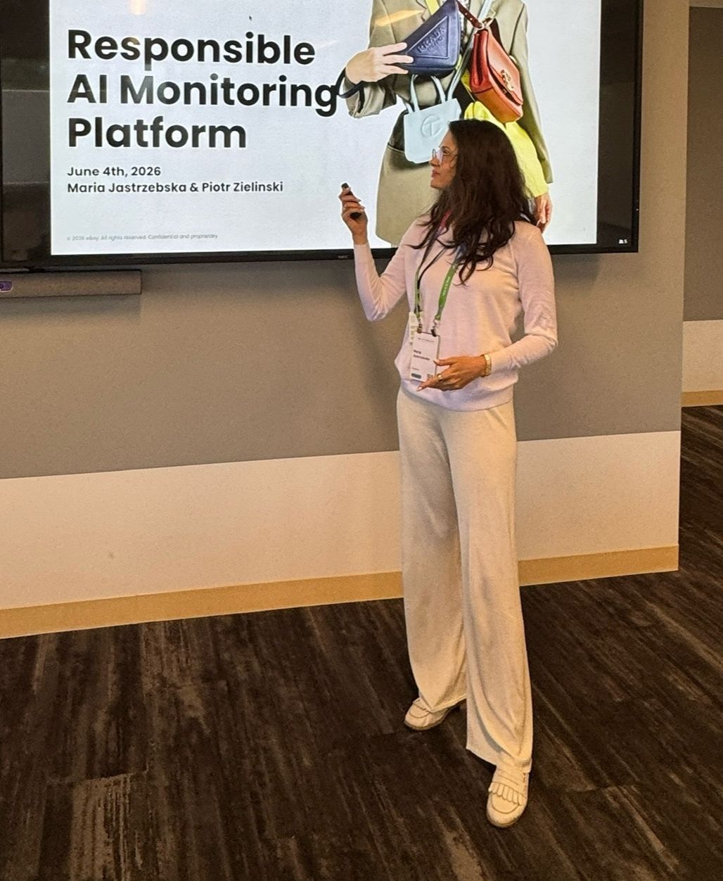 Maria presenting the Responsible AI Monitoring Platform